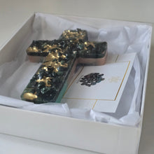Load image into Gallery viewer, Bloodstone Resin Cross with Gold Accent – A Unique Christmas Gift